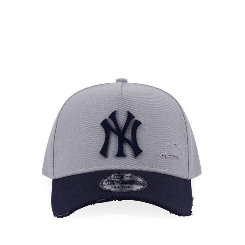 940Af Damage Metal Badge Neyyan Men's Caps - Gray Navy