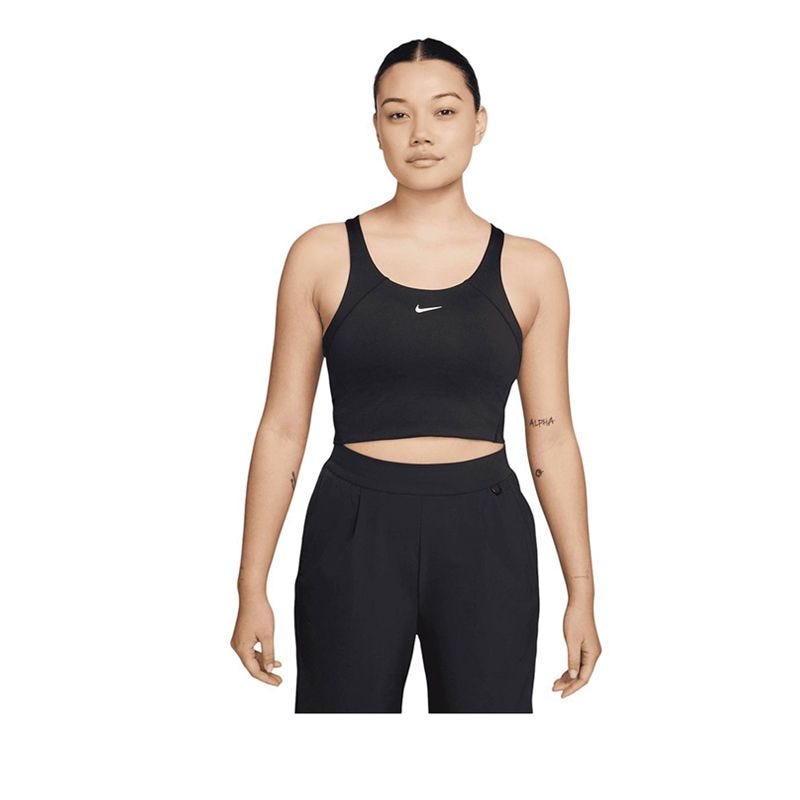 Tempo Women's Medium-Support Cropped Sports Bra Tank (A/W) - Black