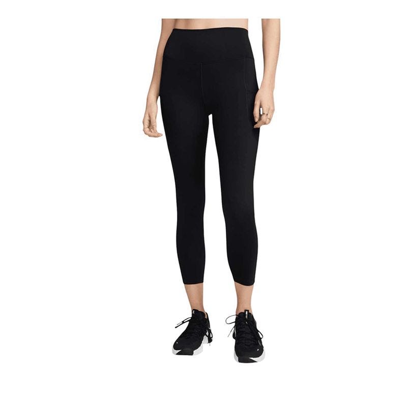 One Women's High-Waisted 7/8 Leggings with Pockets - Black
