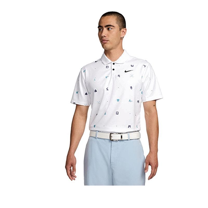 As Dri-Fit Tour Polo Icon Prt Men's - White Black