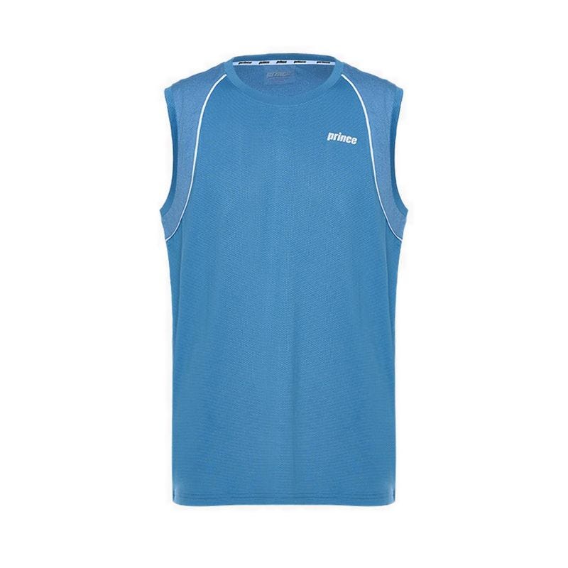 Performance Men Solid Mesh Sleeveless Tee - Blue