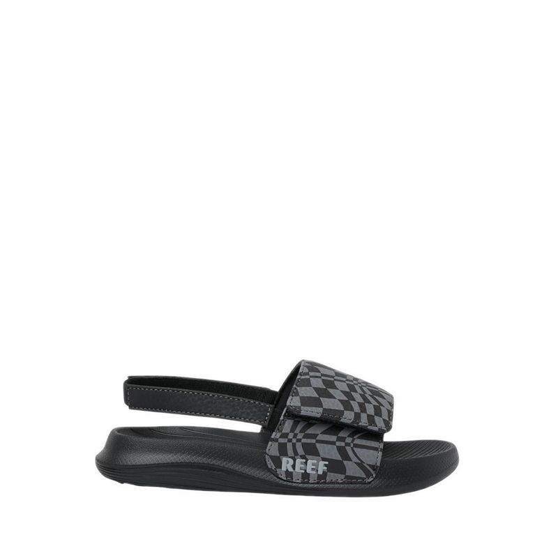 Little Salty Slide Kids Boys Sandals - Black Swell Checker