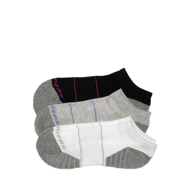 3Pk Womens Extended Terry Low Cut Socks - Grey / Black
