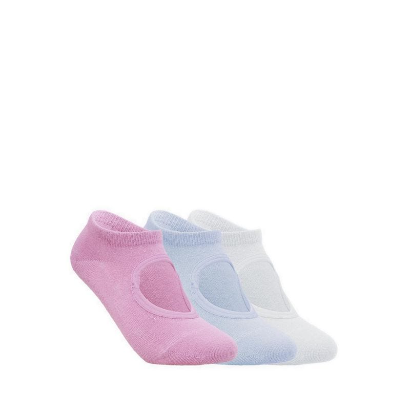 3Pk Womens Non Terry Low Cut Yoga / Pilates Socks - Purple Multi