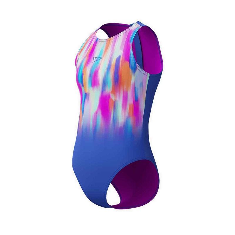 Girls Printed Hydrasuit One Piece  - Blue