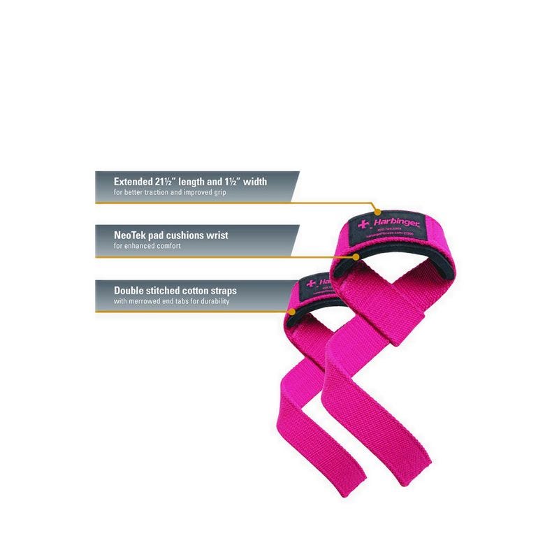 Harbinger Padded Cotton Lifting Straps 21.5" Pink