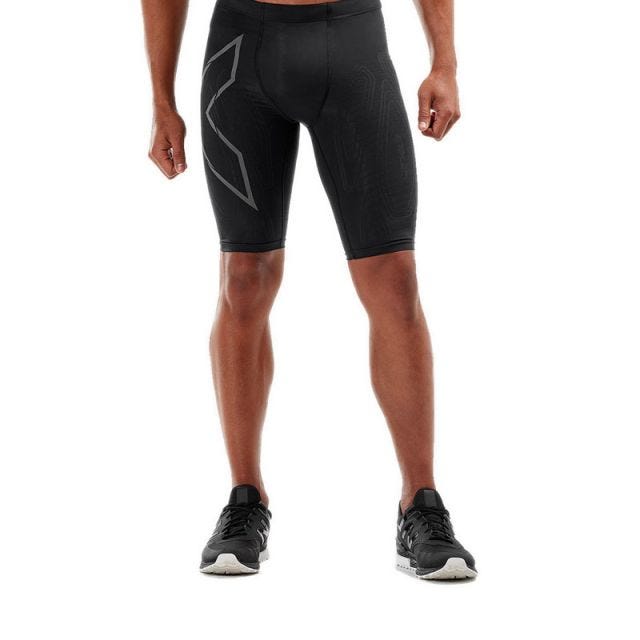 2XU Men's Light Speed Run Compression Shorts - Black/Black Reflective