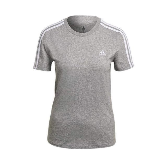 Adidas Essentials Slim 3-Stripes Women's T-Shirt - Medium Grey Heather