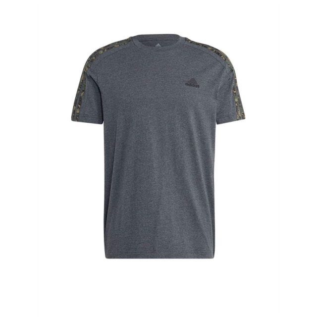 Adidas Essentials Single Jersey 3-Stripes Men's T-Shirt - Dark Grey Heather