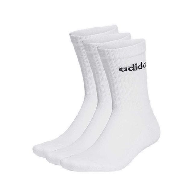 Adidas Unisex Linear Crew Cushioned Socks 3 Pairs - White