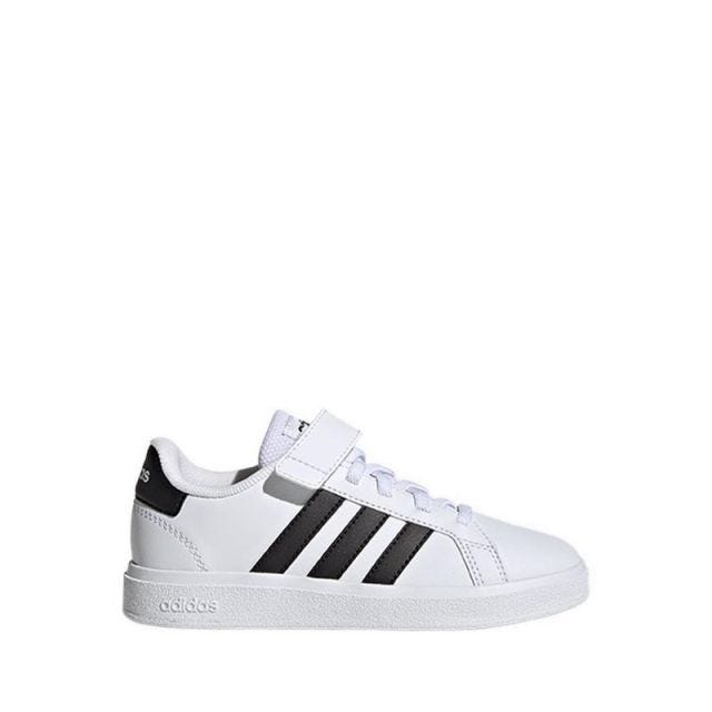ADIDAS GRAND COURT LIFESTYLE COURT ELASTIC LACE AND TOP STRAP SHOES KIDS TENNIS - WHITE