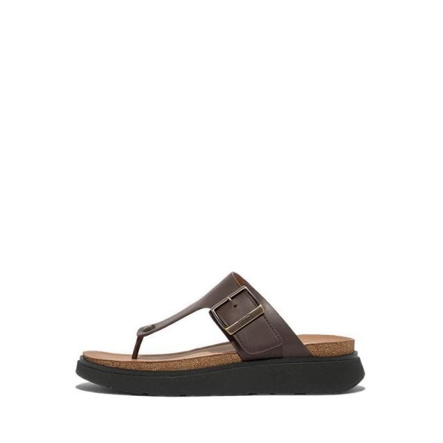 Fitflop Gen-Ff Buckle Leather Toe-Post Sandals- Chocolate Brown