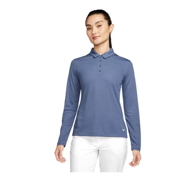 NIKE GOLF AS DF VCTRY LONG SLEEVES SOLID POLO WOMEN'S - BLUE WHITE