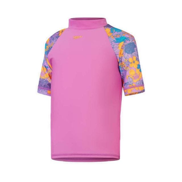 Speedo Girls Printed Short Sleeve Sun Top - Purple