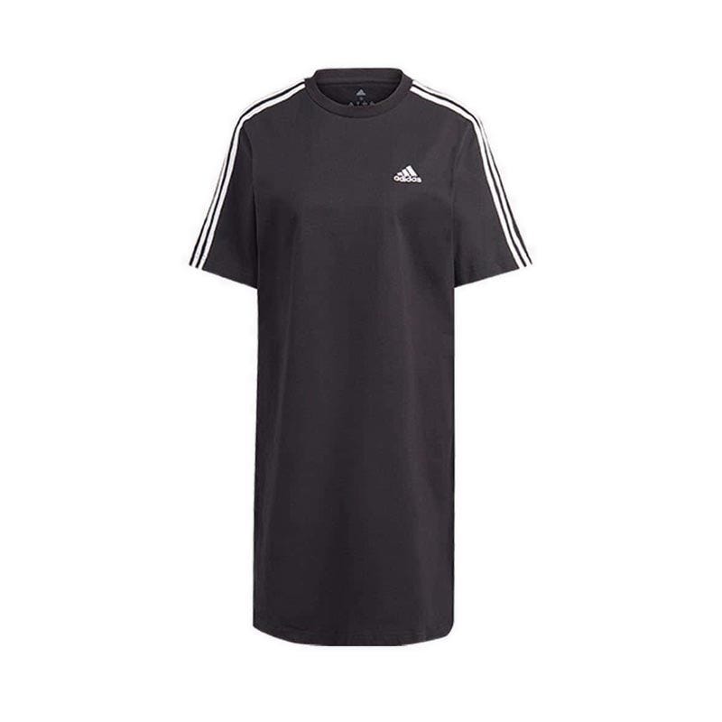 Adidas Essentials 3-Stripes Women's Single Jersey Boyfriend Tee Dress - Black