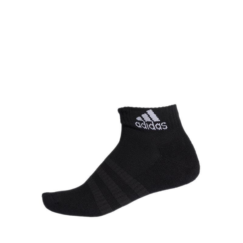 Adidas Unisex Cushioned Ankle Socks - Black/Black/White