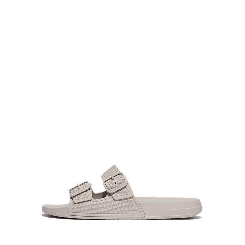 Fitflop Iqushion Mens Two-Bar Buckle Slides- Clay Grey