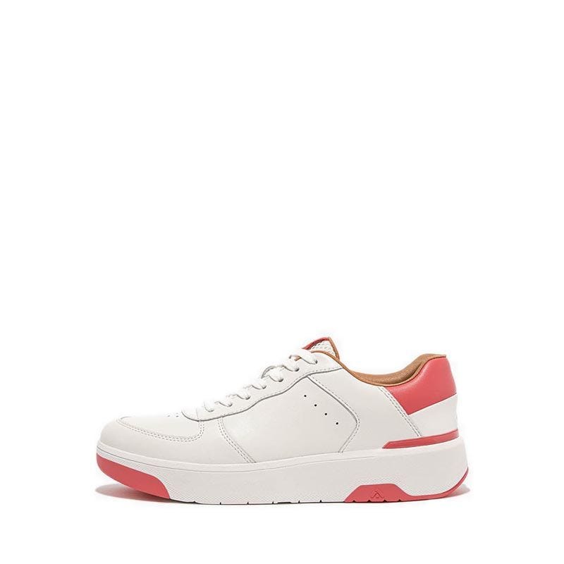 Fitflop Rally Evo Leather Sneakers- Urban White/Rosy Coral