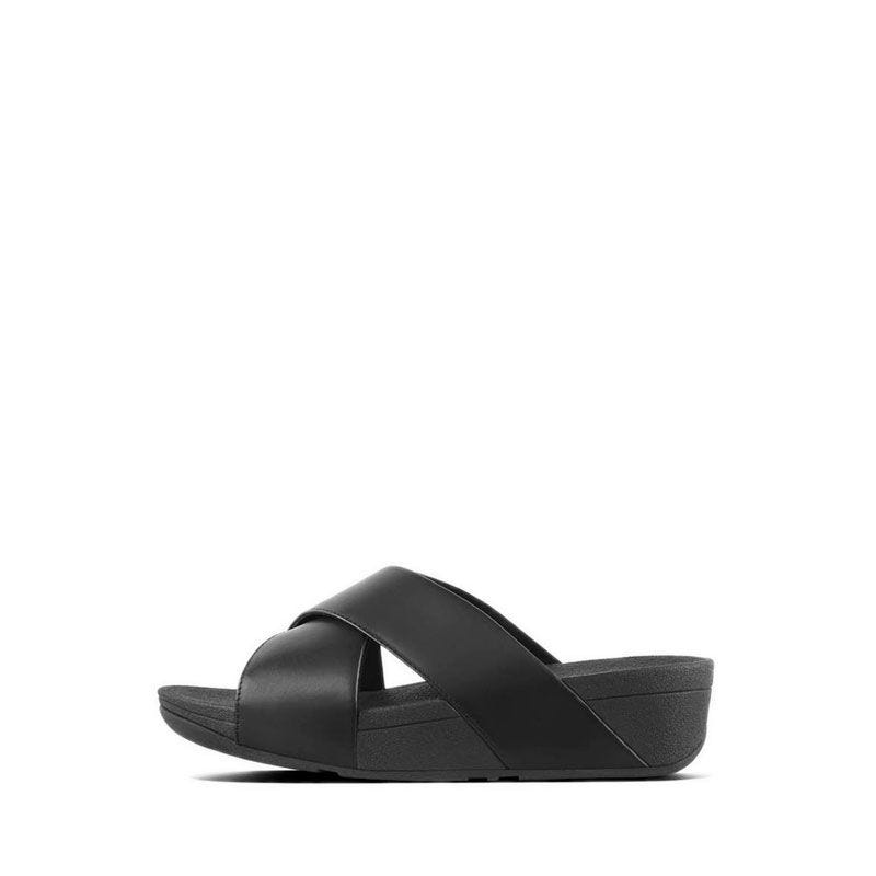 Lulu Cross Slide Sandals - Leather K04-001 Black