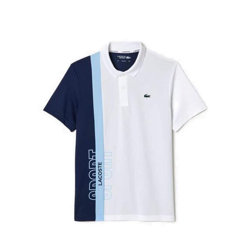 Lacoste Regular Fit Recycled Knit Tennis Men's Polo Shirt - White/Navy Blue