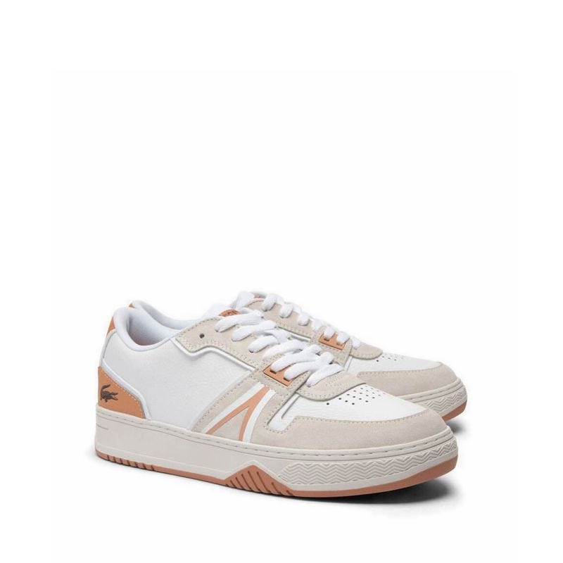 Lacoste Men's L001 Sport-Inspired Leather Trainers - White/Light Brown