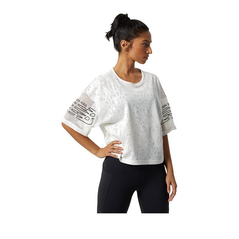 New Balance Achiever Mesh Graphic Tee Women's T-shirt - Sea Salt (108)