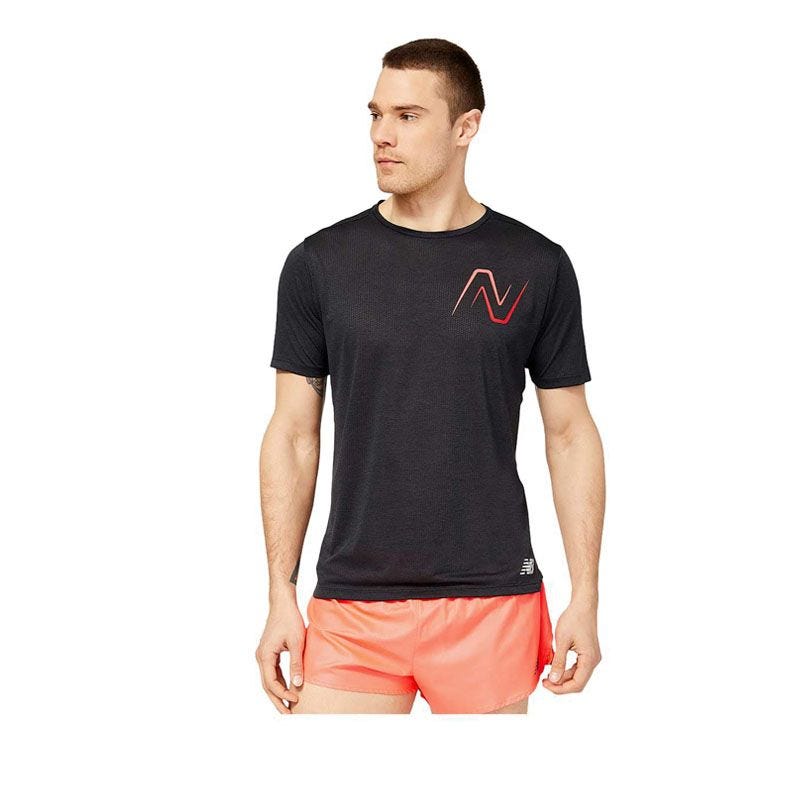 New Balance Graphic Impact Run Men's Short Sleeve  - Black
