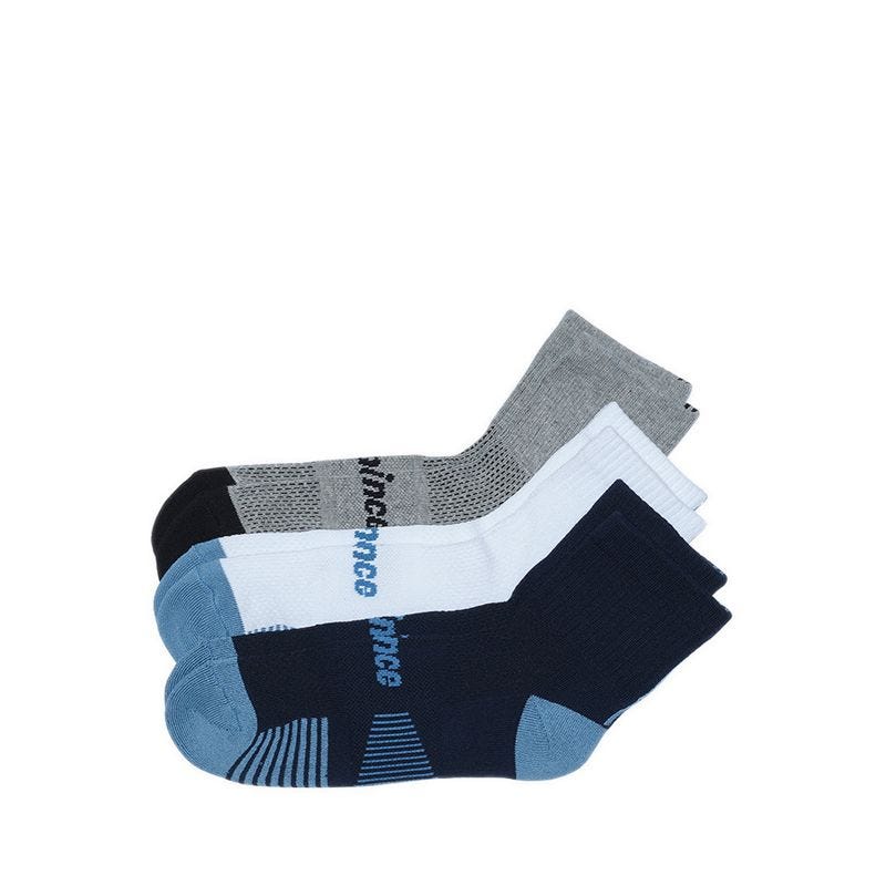 Prince Unisex Quarter Socks 3 Pairs - White/Navy/Grey