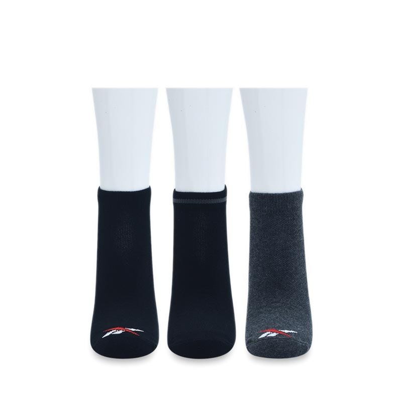 Reebok Men's 3P AB ANKLE SOCKS - 2 Black/1 Dark Grey