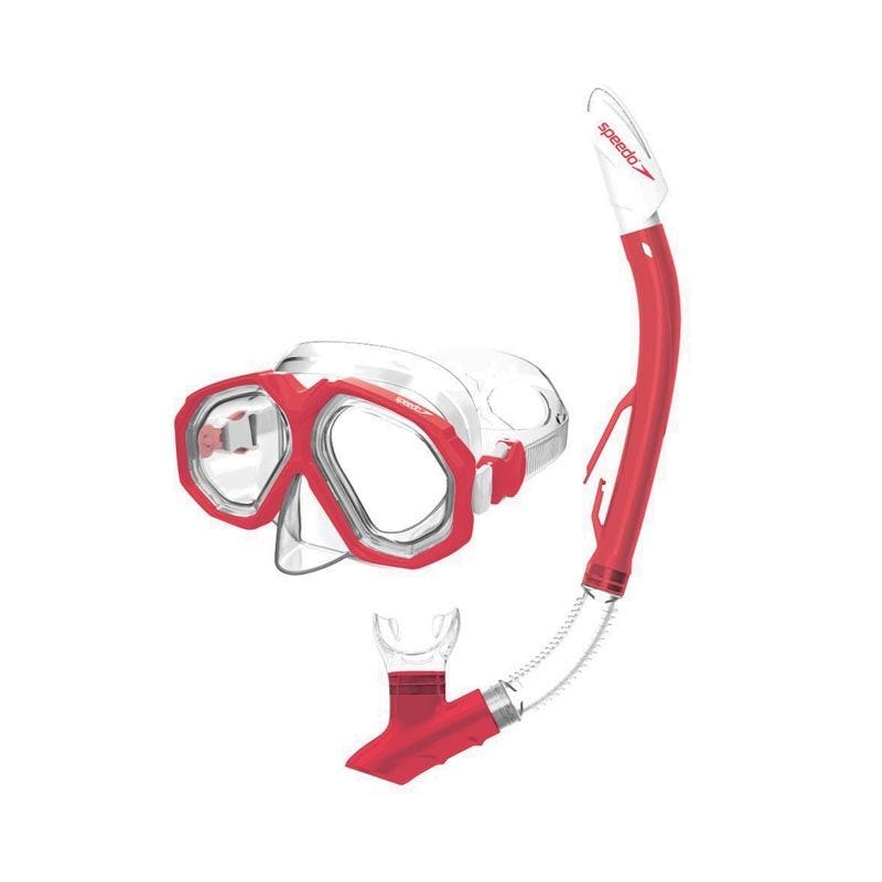 Speedo Leisure Adult Dual Lenses Combo Swimming Unisex Kid's Goggles - Red/White
