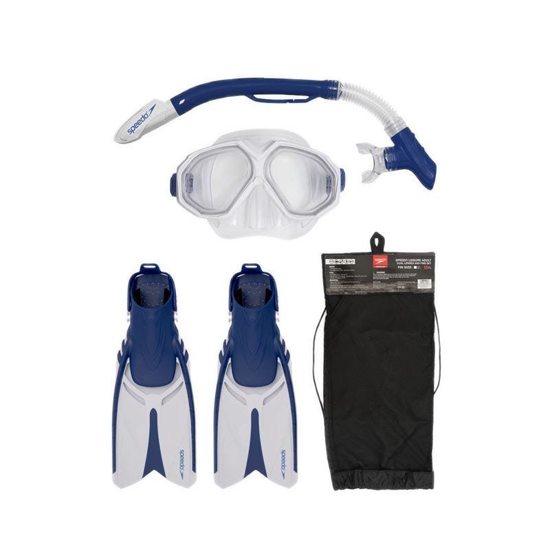 Speedo Unisex Deluxe Lens Fin Set Blue - White